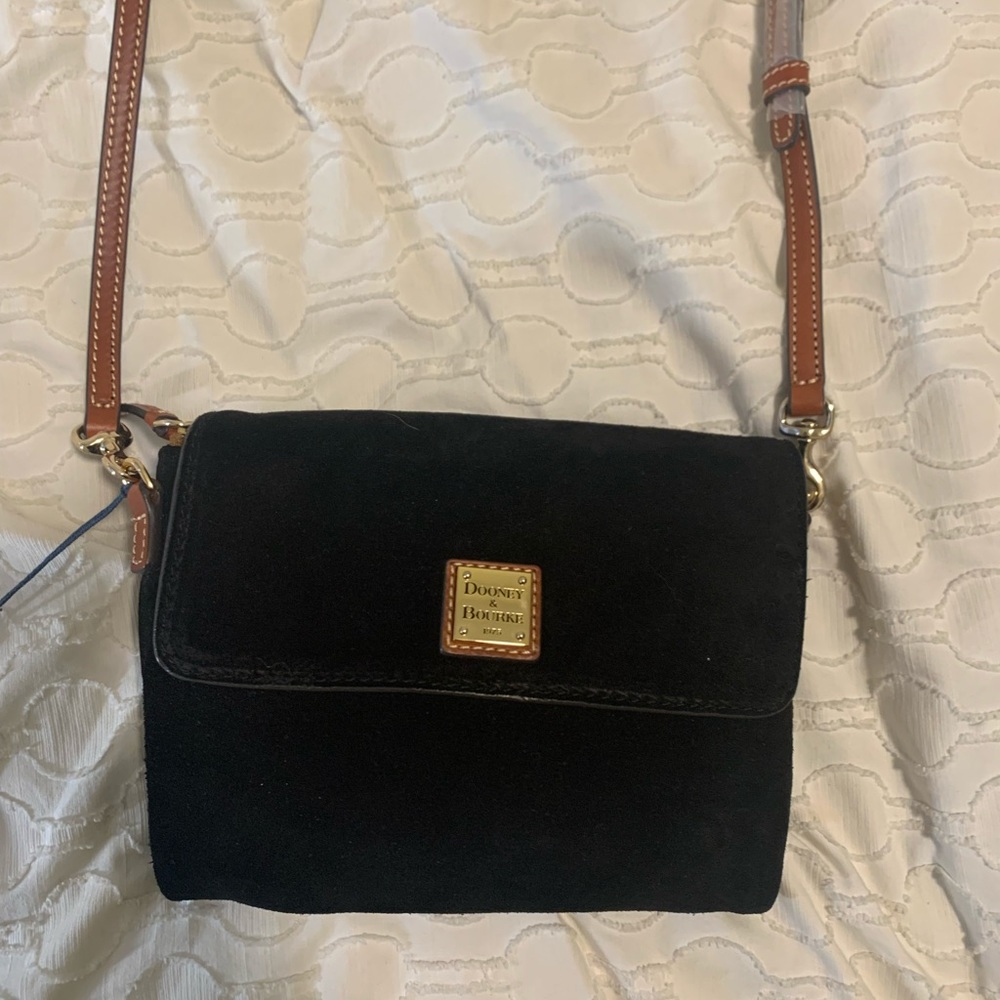 NWT Dooney & Bourke Black Suede Crossbody Bag